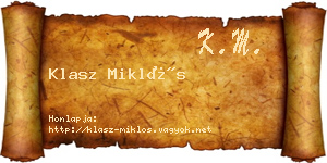 Klasz Miklós névjegykártya